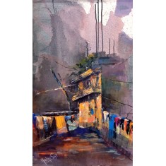 Syeda Nadia Raza, 18 x 30 Inches, Acrylic on Canvas, Cityscape Paintings, AC-SNDR-009 Syeda Nadia Raza, 18 x 30 Inches, Acrylic on Canvas, Cityscape Paintings, AC-SNDR-009